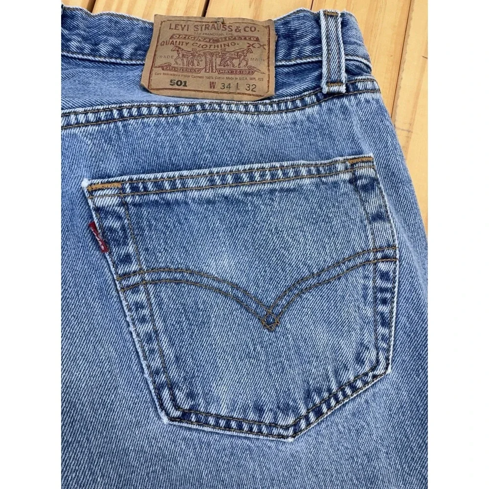 Vtg‎ 90s Levi's Jeans 501-0115 XX Button Fly USA Made Mens Size 34/32 Light Wash